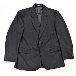Wall Street Men's Blazer Suit Jacket Size 42R Black Faint Pinstripe Sport Coat